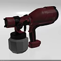 Red Handheld Industrial Paint Sprayer Tool With White Container And Ergonomic Grip