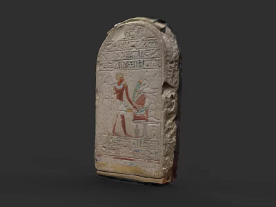 Ancient Egyptian Stone Stele Sculpture With Hieroglyphics And Figure Carving 3d model
