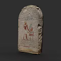 Ancient Egyptian Stone Stele Sculpture With Hieroglyphics And Figure Carving