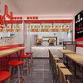 American Style Restaurant With Fresh Beef Hamburgers Nutritious Healthy Meals Red Signboard And Glass Door