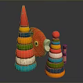 Colorful Stacking Ring Toys With Conical Structure And Fish Shaped Design