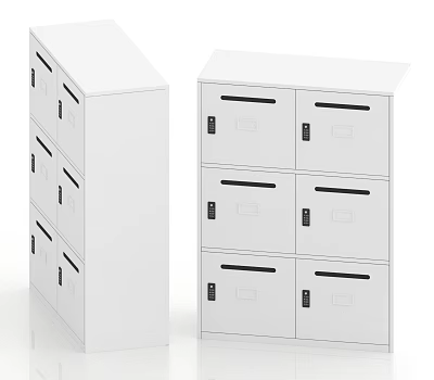 White Metal Storage Lockers With Multiple Compartments For Office Storage Use 3d model