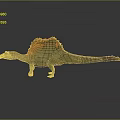 3D Dinosaur Model With Green Body Orange Sail Like Structure And Reflection On Gray Background
