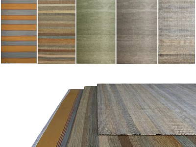 Square Rugs With Various Striped Patterns And Colorful Designs For Home Decor 3d model