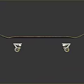 Dark Brown Skateboard With Yellow Edge White Wheels And Silver Trucks