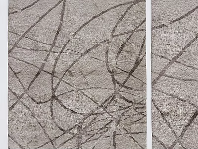 Modern Square Area Rug With Abstract Interlaced Lines Light Beige Base Dark Gray Patterns 3d model