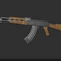 Classic AK Assault Rifle Featuring Wooden Stock Handguard and Metal Magazine Components