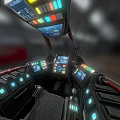 Passenger Aircraft Cockpit Interior With Multiple Displays Control Panels And Illuminated Lights