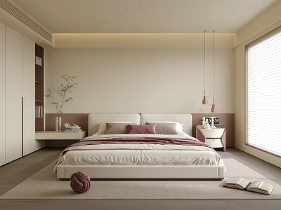 Modern Kids Bedroom Interior With Soft Bedding Study Desk And Toy Shelf 3d model