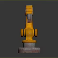 Orange Robotic Arm 3D Game And Movie Character With Mechanical Base Joints