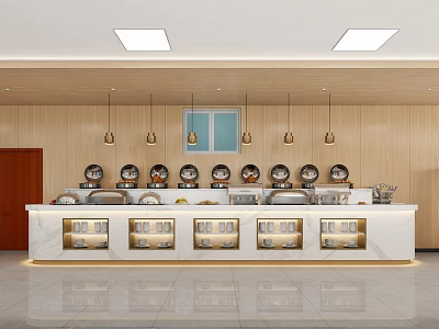 Modern Specialty Store with Bright Lighting White Display Cabinets and Product Displays 3d model