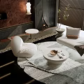 Modern Elegant Beauty Hair Salon Interior With Brown Decorative Column White Counter And Lighting