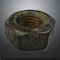 Rusted Hexagonal Metal Nut As Industrial Equipment Component Closeup View