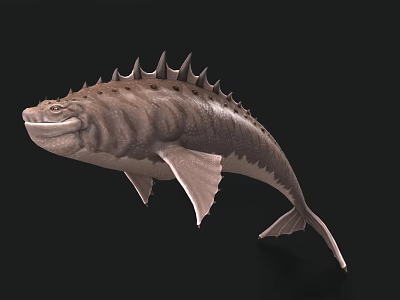 Spiked Elongated Aquatic Fish With Textured Body Sharp Fins And Dorsal Spines 3d model