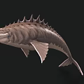 Spiked Elongated Aquatic Fish With Textured Body Sharp Fins And Dorsal Spines