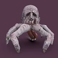 Reptile With Skull Like Head Rough Skin And Multiple Tentacle Limbs In Grayish White Pink 3d model