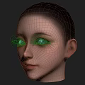 Detailed 3D Model of Woman's Head with Front Side and Back Views