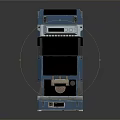 Blue Metallic Upright Refrigerator Freezer With Multi Door Design And Modern Control Panel