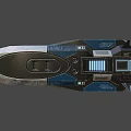 Futuristic Sci-Fi Spaceship 3D Model With Black Silver Exterior And Blue Orange Accents