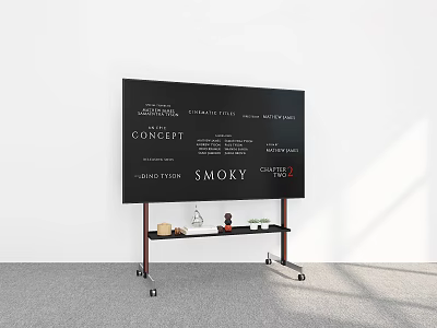 Modern TV Stand With Wheels And Shelves Holding Large Screen 3d model