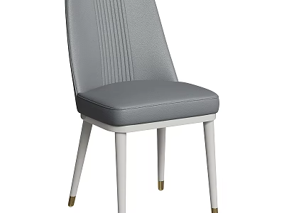 Minimalist Gray Leather Single Chair With Striped Back White Legs And Golden Feet 3d model