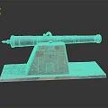 Ancient Bronze Cannon Weapon Displayed On Stone Pedestal With Stone Slab