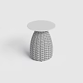 Modern Coffee Table With Round White Tabletop And Woven Black White Base 3d model