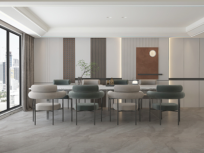 Modern dining room table combination without main lamp 3d model