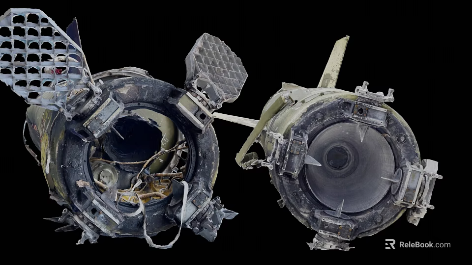 Military Weapon Mechanical Components With Worn Metal Barrel And Gear Structure Details 3d model 