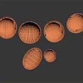 Orange Woven Storage Baskets with Multiple Sizes and Various Shapes for Household Use 3d model