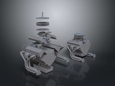 Two Automotive Parts 3D Mechanical Structure Models with Detailed Design Features 3d model