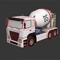 White Concrete Mixer Truck With DS Logo Mixing Drum And Ladder