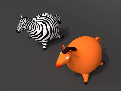 Fun Inflatable Zebra Shaped and Orange Animal Models for Outdoor Decoration 3d model