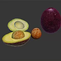 Fresh Ripe Avocado Display Featuring Halved And Whole Fruits With Visible Pit And Flesh