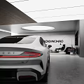 White KISOMA Sports Car In Modern Minimalist Garage