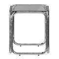 Modern Minimalist Clear Glass Top Dining Table With Polished Shiny Chrome Metal Sturdy Frame