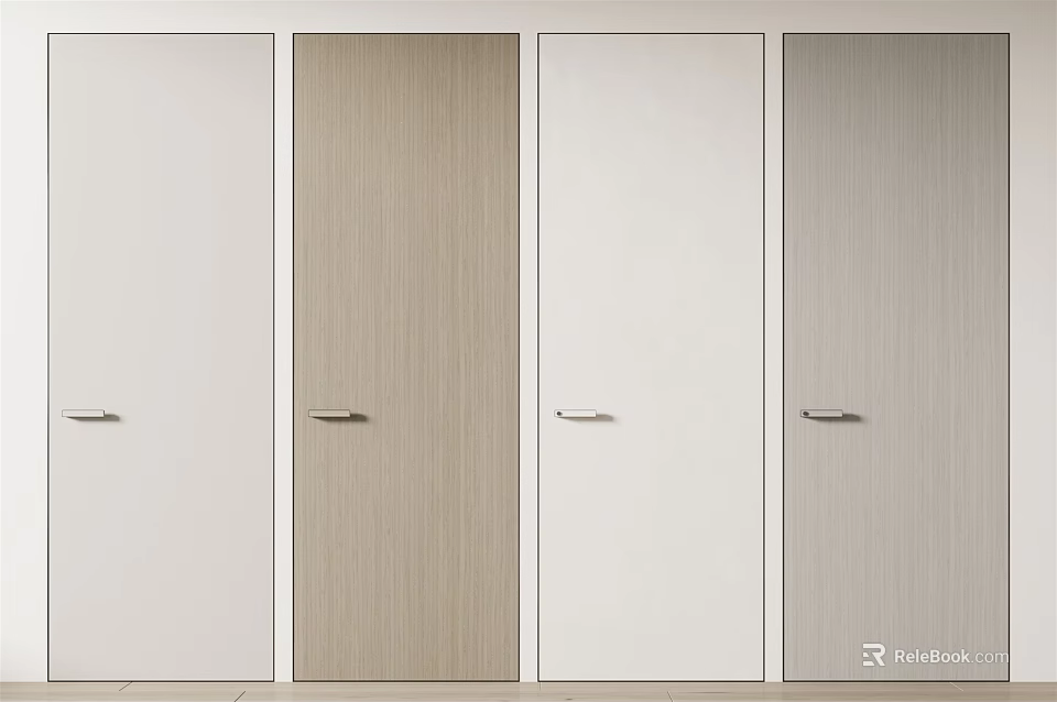 Various Color Hinged Doors With Metal Handles For Modern Home Interior 3d model 