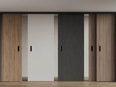 Modern Interior Sliding Doors With Wooden White And Dark Panel Designs For Home 3d model