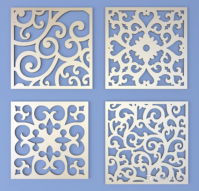 Decorative Room Dividers With Intricate Ornate Patterns For Home Interior 3d model 