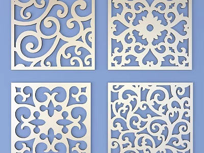 Decorative Room Dividers With Intricate Ornate Patterns For Home Interior 3d model