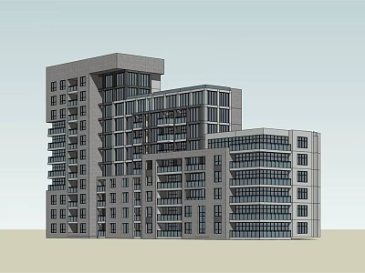 Modern High Rise Apartment Building Architecture With Glass Facade And Balconies 3d model