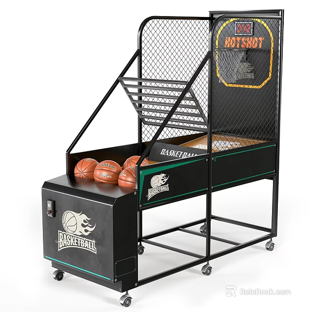 Fun Interactive Basketball Shooting Amusement Equipment With Hoops Movable Wheels And Balls 3d model 