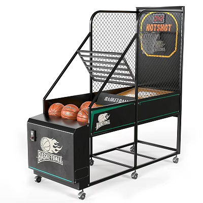 Fun Interactive Basketball Shooting Amusement Equipment With Hoops Movable Wheels And Balls 3d model