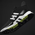 Stylish Black And White Athletic Sneakers With Neon Green Details