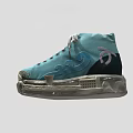 Turquoise High Top Shoes Featuring BE KOBE Lettering Gold Anchor Ferris Wheel Buildings Beige Sole