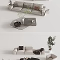 Modern Multiplayer Sofa Casual Sofa Coffee Table Decorative Combination 3d model