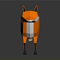 Orange Low Poly Fox Sculpture With Geometric Design And Smooth Surface 3d model