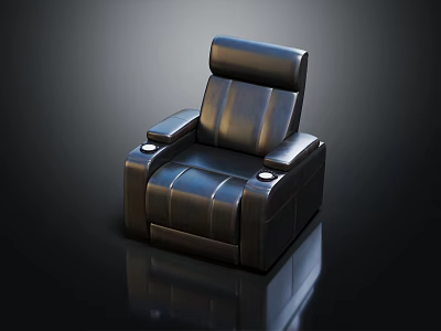 Modern Leather Single Seater Sofa With Cup Holders For Living Room 3d model