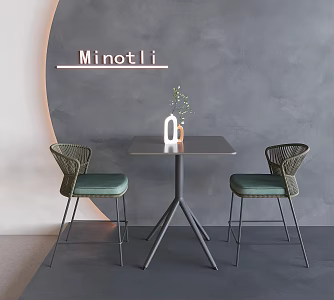 Nordic Rattan Negotiation Table and Chair Leisure Tea Table and Chair Dining Table and Chair 3d model