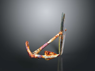 Rusty Anchor For Water Transport Vessels With Metal Structure And Weathered Surface 3d model